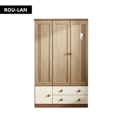 Children's Wardrobe Two-Door Three-Door Armoire with Two Drawers Modern Kids Bedroom Furniture Storage Locker