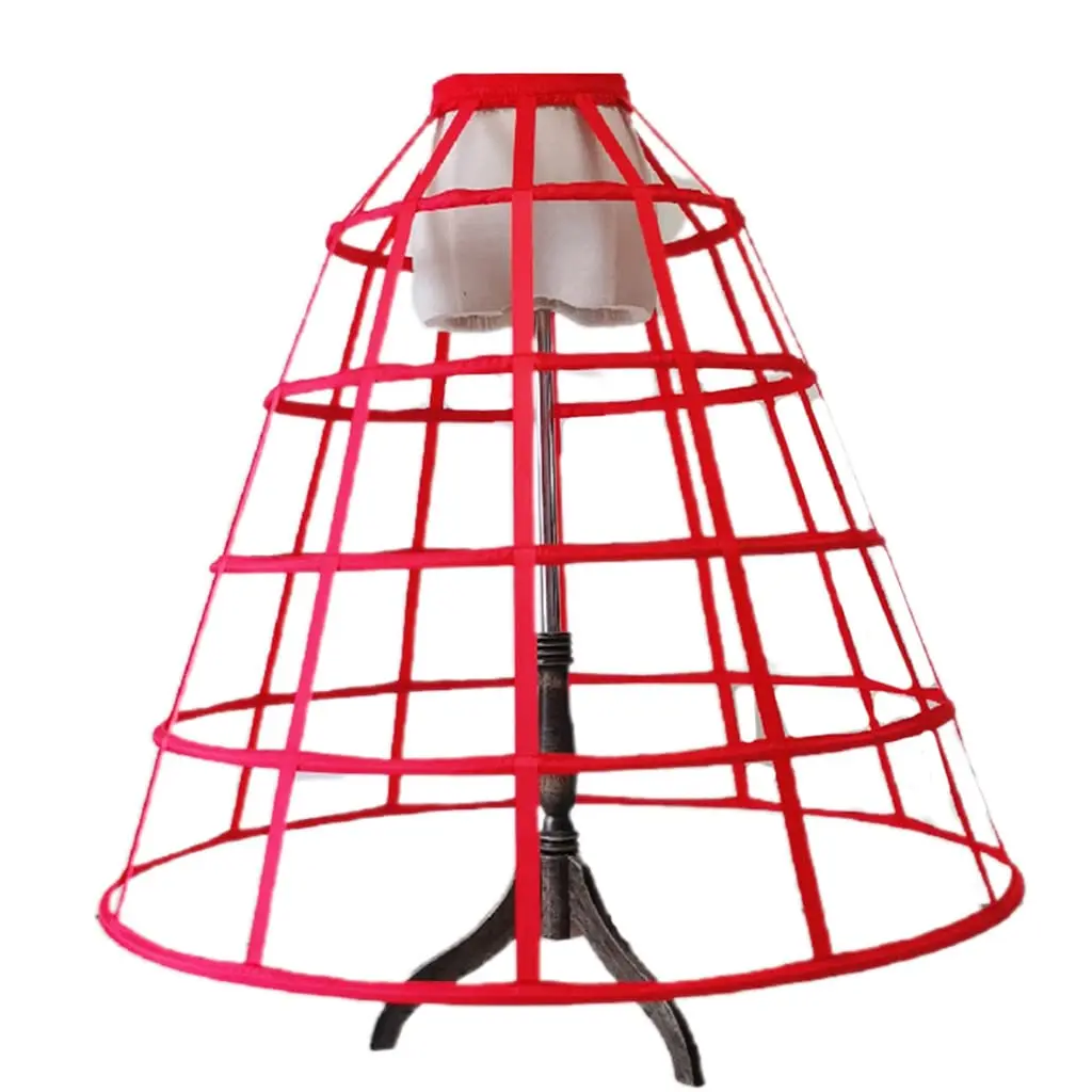Red Pannier Petticoat Women Victorian Bustle Cages Hoop Skirt Cage Skirt for Women
