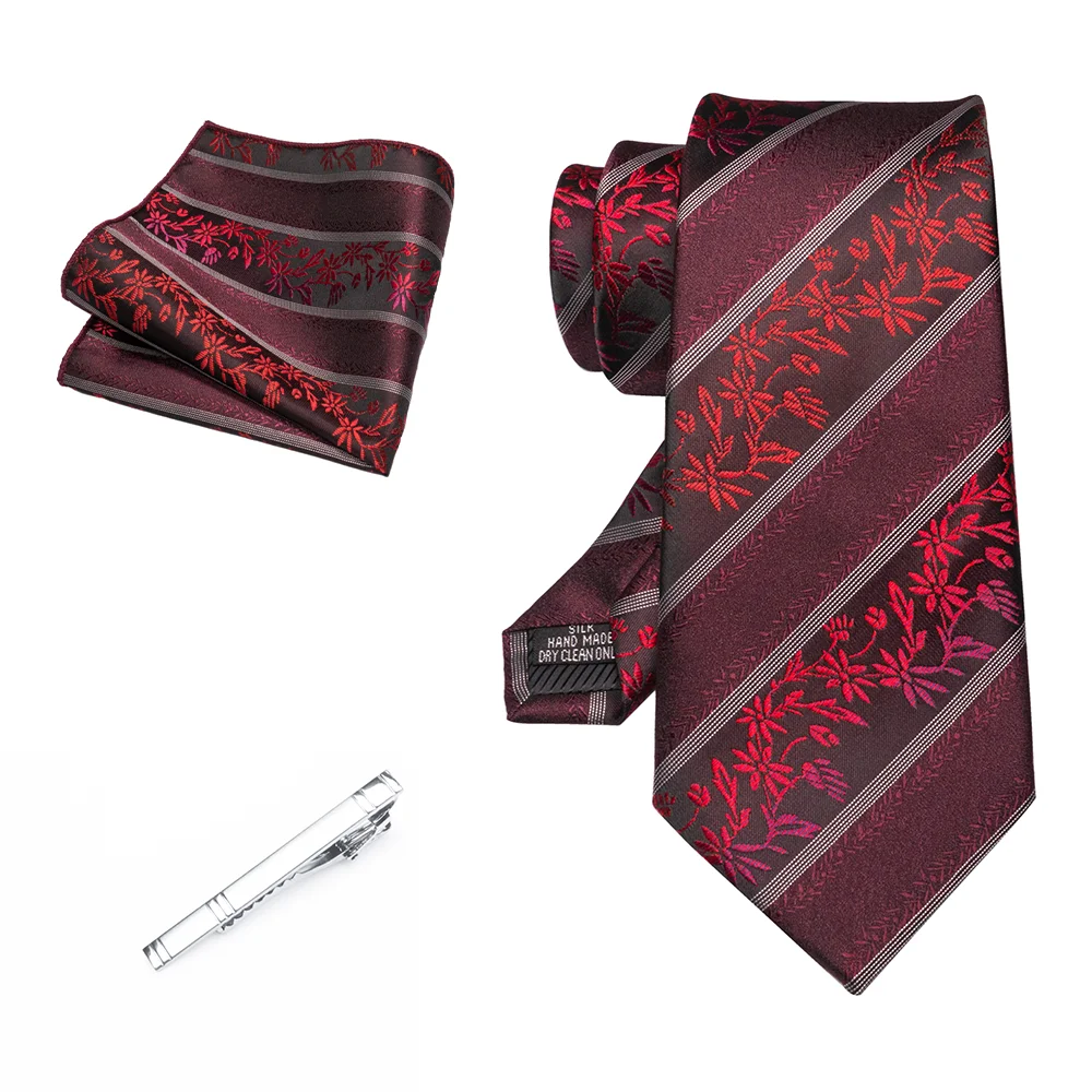 EASTEPIC 8 cm Herrenkrawatte Rot Grün Paisley Krawattenset mit Krawattenklammer Hochwertiges Accessoire für Hochzeit und Party Ausverkaufsartikel – Detail 21