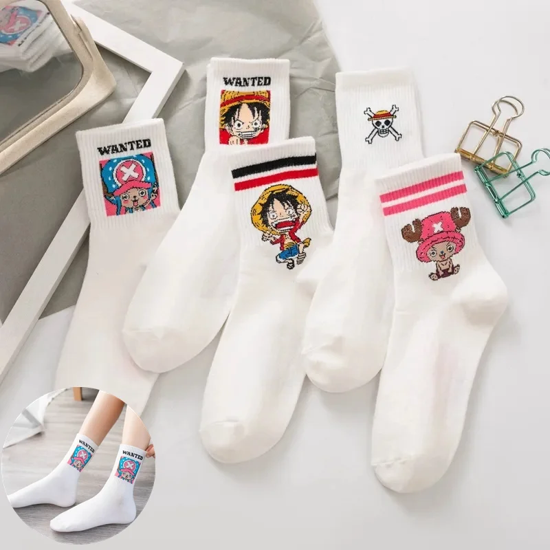 Anime Socks Anime Cartoon Tony Tony Chopper Cosplay Casual Outdoor Socks Funny Luffy Design Unisex Harajuku Cotton Skarpetki Gift