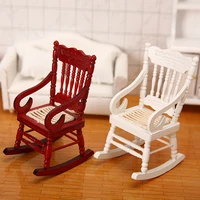 1/12 Dollhouse Miniature Wooden Mini Rocking Chair Model Furniture Accessories For Doll House Decor Kids Pretend Play Toys DIY 1