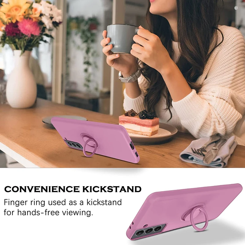 Ring Holder Liquid Silicone Phone Case For Oppo Reno 3 5 6 Pro Find X3 Lite Protective Stand Car Magnetic Cover_voghion.com