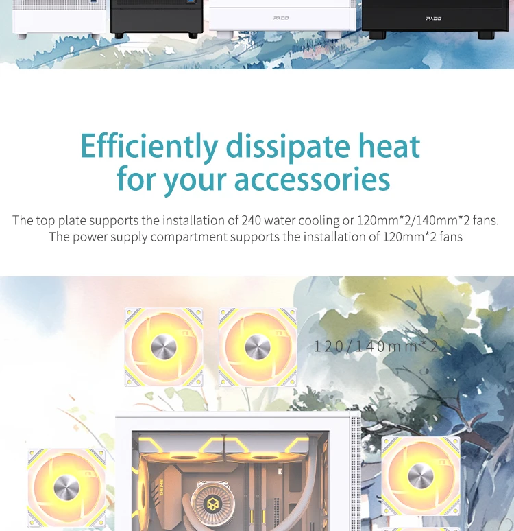 Computer Case Desktop DIY Itx Case Side Transparent Tempered Glass Water-cooled Gabinete PcM-ATX Case Gabinete Gamer 8