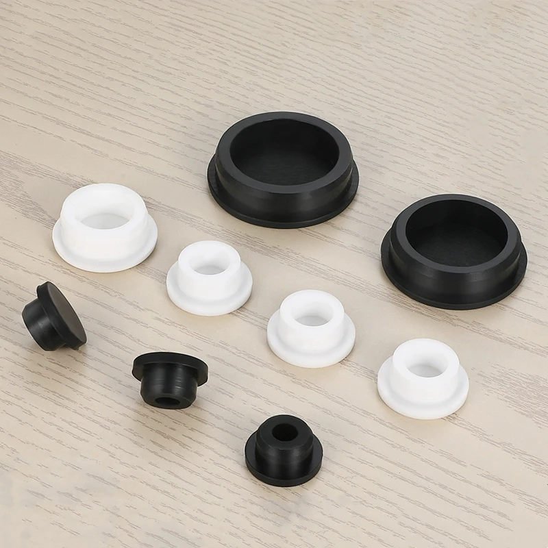 BlackWhiteRoundSiliconeRubberSealHolePlugsBore68mm1615mmTTypeStopper.jpg