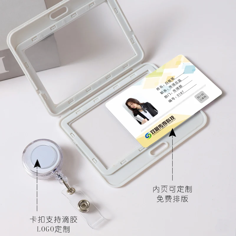 Retractable Badge Reel Plastic Chest ID Tag Staff Work Pass Card Cover Sleeve Clip Badge Reel Office Employees Name Badges Holder Protector Case retractable badge reel badge holder retractable id tag