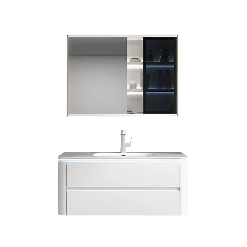 *White Bathroom Cabinets Mirror With Smart Mirror Ceramics Washbasin Vanity Bathroom Cabinets Narrow Room Furniture