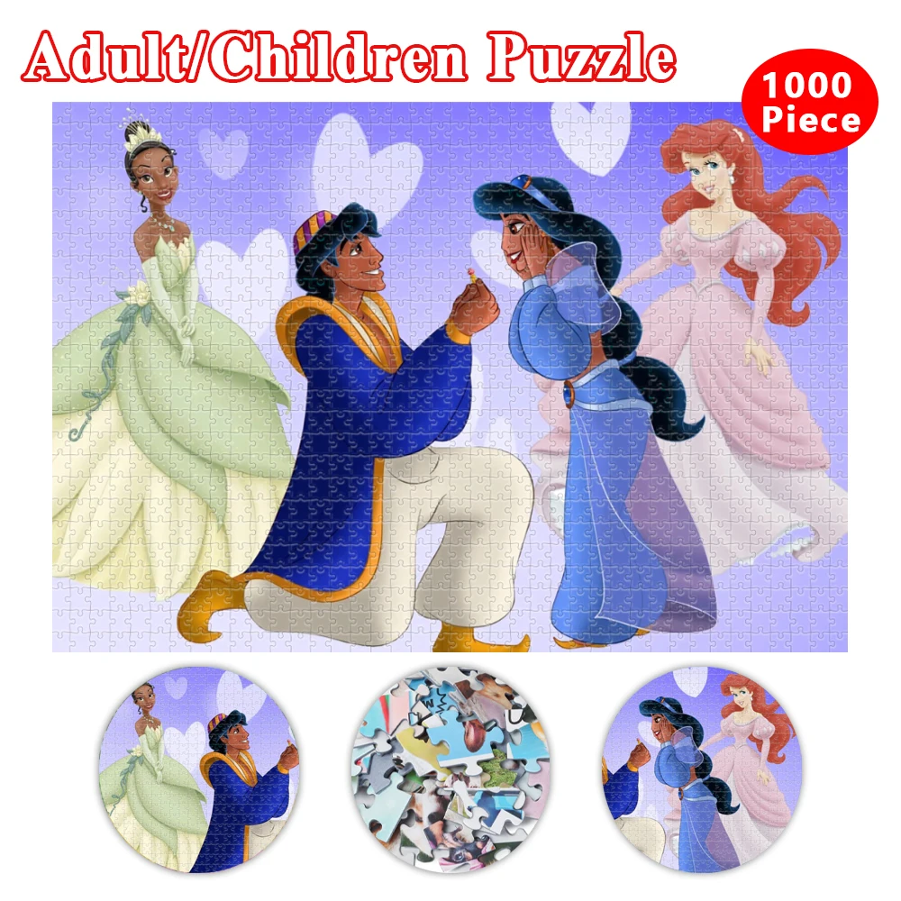 

Disney Princess Jigsaw Puzzles 300/500/1000 Pieces Cartoon Ariel Jasmine Decompress Educational Wood Puzzle Kids Adult Game Toys