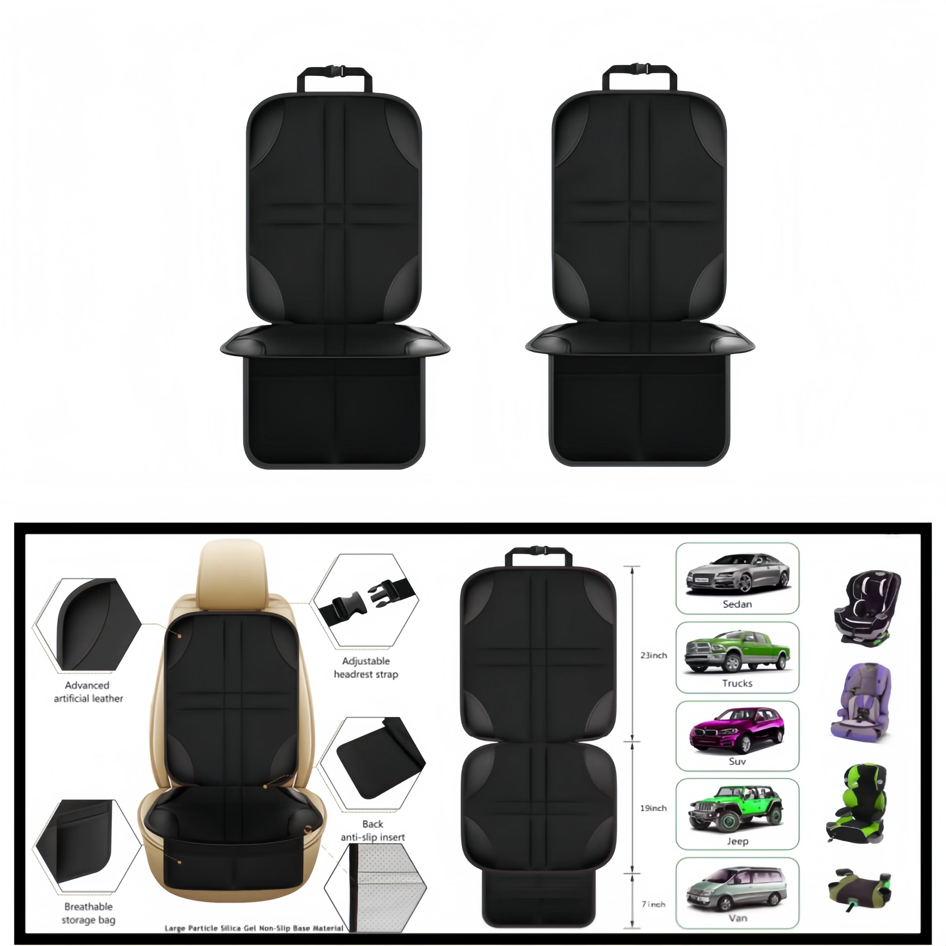 Universal Car Seat Protector for Child Baby Pet Waterproof Non-Slip Anti-Scratch Durable Auto Interior Cushion Cover Pocket