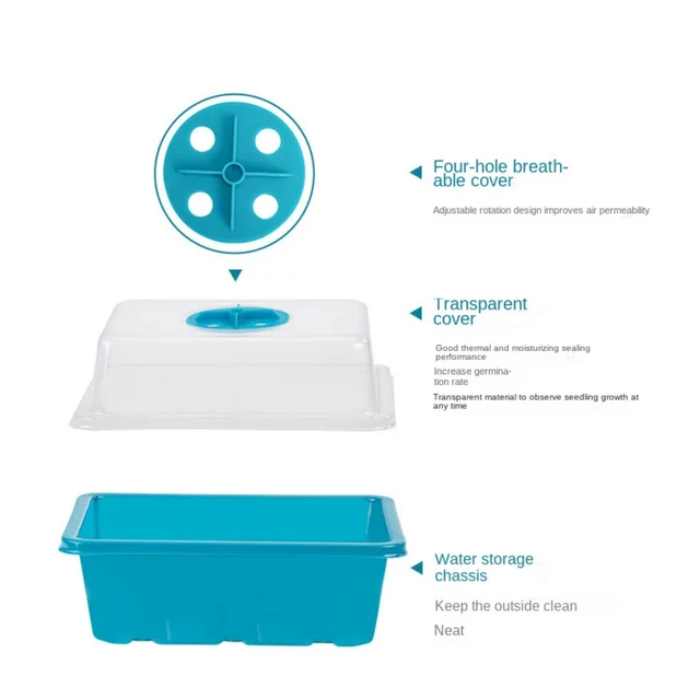 12 Lyukak Óvodai Edények Műanyag Csírázási Doboz Virág Ültetési Vetőmag Tálca Tiszta Takaró Növényi Edény Palánta Kezdőkertjével - Image 5