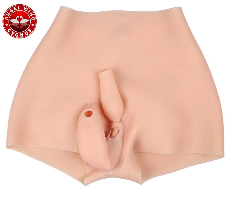 Artificial Silicone Fake Shemale Crossdresser Pussy Pants With Realistic Vagina Hip Padded Enhancer/Tan/Basic Style