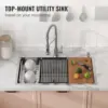 VEVOR Kitchen Sink 304 Stainless Steel Drop-In Sinks,Top Mount Single Bowl Basin Household Dishwasher Sinks for RV Prep Kitchen 3