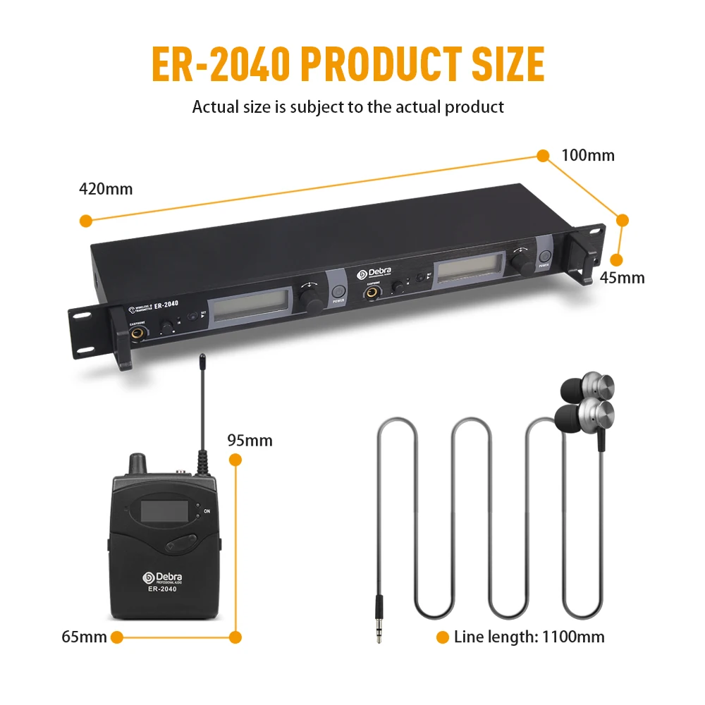 UHF IEM In-Ear Wireless Monitor System ER-2040 with Receiving Distance180m for S