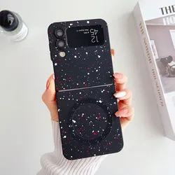 Magnetic Wireless Charging Soft Matte Star Cover Case - Galaxy Z Flip 5 (Black)