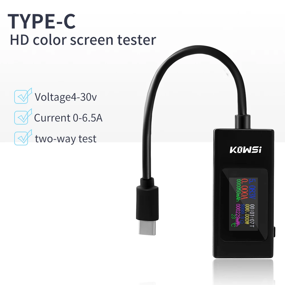 

8 In 1 Type-c HD Color Screen Tester Portable Phone Testers Voltage Current Socket Charger Mini Detector Two-way Test 4~30V