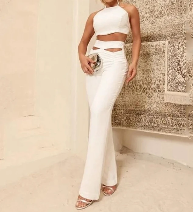 Women Commuter Suit 2024 Summer Latest Solid Color Irregular Strap Short Top+Special Design Hollow Wide Leg Pants Two Piece Set 10 05 02 0040 the special shaped end 2pcs of the arm folding piece is suitable for e 416 616 410 p 40 mm