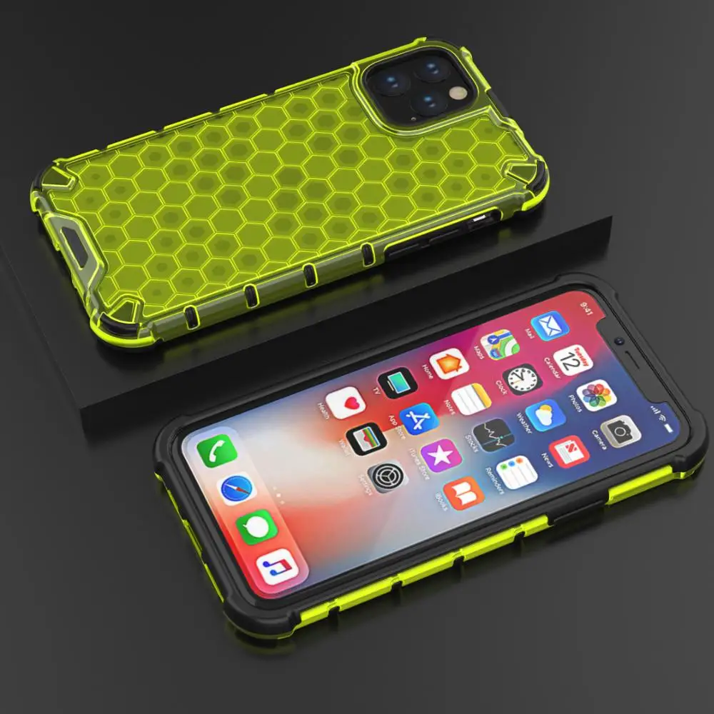Airbag Honeycomb Shockproof Armor Case For iPhone 14 Plus 13 12 11 Pro Max Mini Xr X XS Luxury Silicone Bumper Transparent Cover