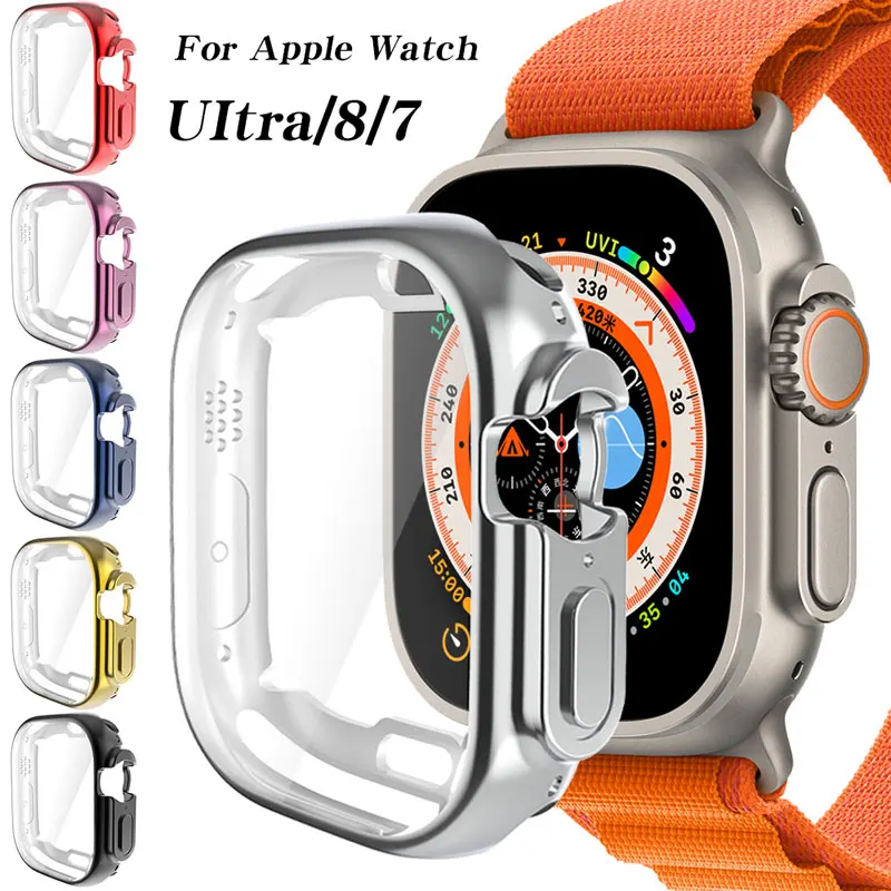 애플 워치용 울트라 케이스 커버, TPU 범퍼 화면 보호기, iWatch 케이스 8, 7, 6, 5, 4, 3, SE 2, 1, 49mm, 45mm, 41mm, 42mm, 38mm, 44mm, 40mm 