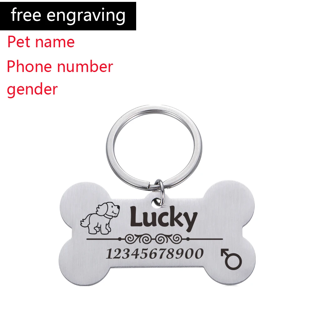 Free Engraving Dog ID Tags Personalized Pet Name Tel Gender Anti-lost Nameplate Pendant Customized Dogs Pets Collar Accessories 