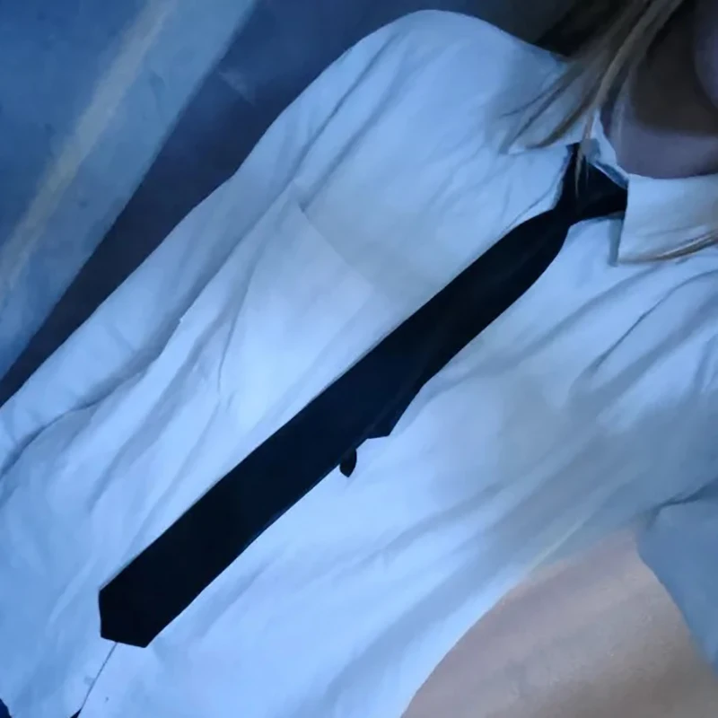 Unisex Black Simple Clip on Tie Women Zipper Ties Retro Silky Narrow Men Lazy Neck Tie Slim Korean Style All-match Trendy Tie