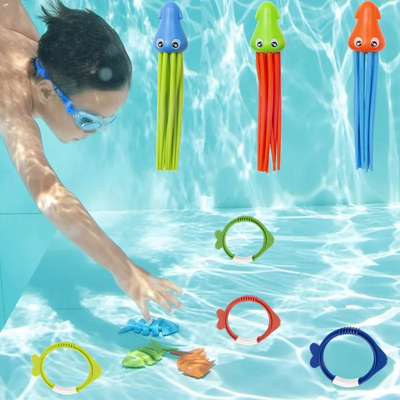 Children Diving Toy Set Plastic Summer Float Swimming Pool Accessories Torpedo Seaweed Water Toys Kids Underwater Training TMZ 3