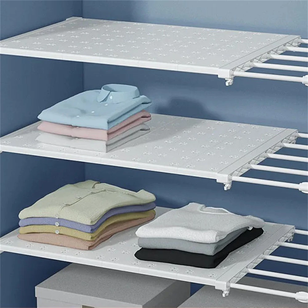 ExtendableClosetShelfAdjustableStorageRackExpandableClosetShelf