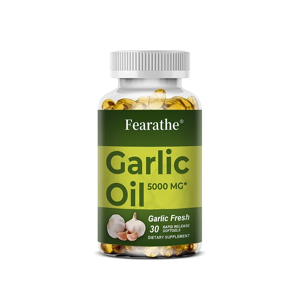 Premium Garlic Fresh 5000mg, Garlic Oil Dietary Supplement for Heart Health and Circulation Support with Antioxidant, NON-GMO