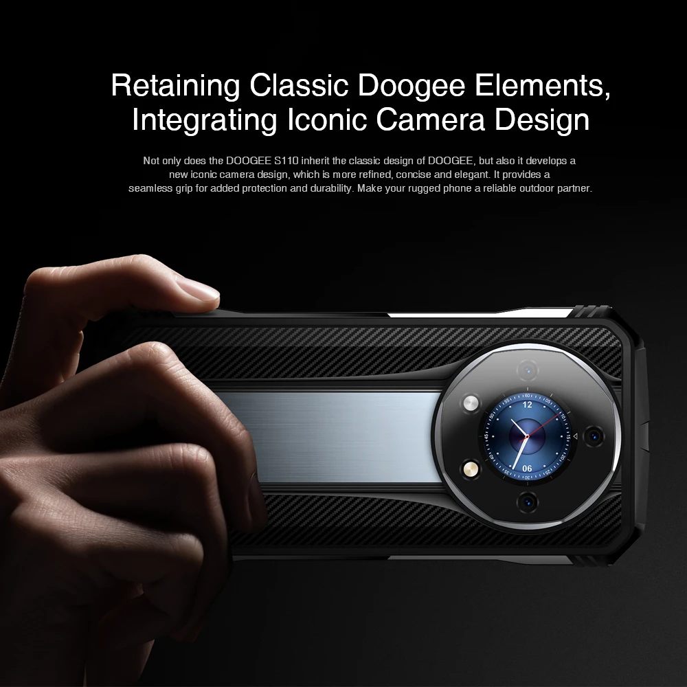 DOOGEE S110 Rugged Smartphones Octa Core 12GB+256GB 6.58Inch Waterdrop Screen Mobile Phone Fast Charging 10800mAh Large Battery