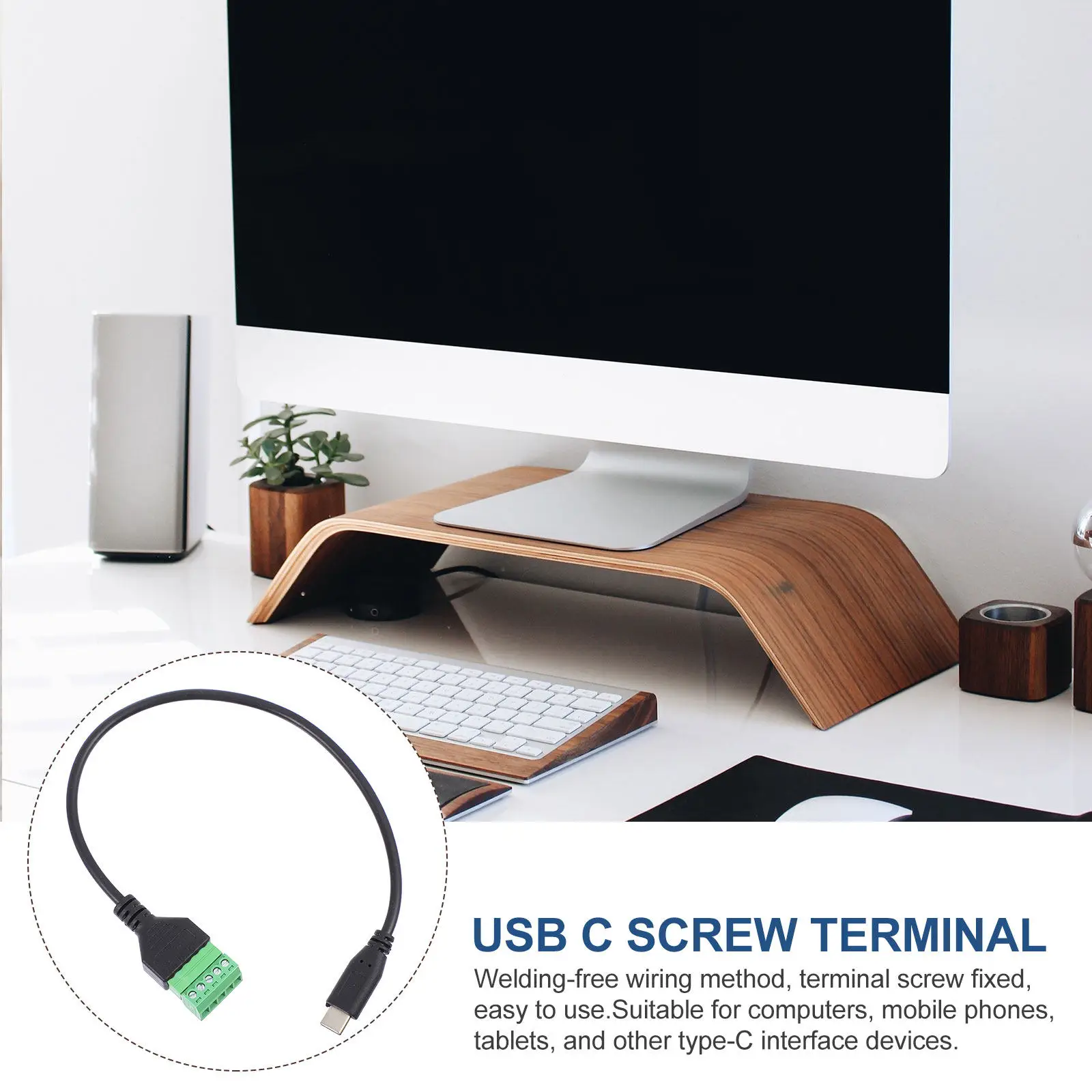 컴퓨터 태블릿용 USB Type-C 나사식 터미널 케이블 무용접 어댑터 5핀 데이터 변환기