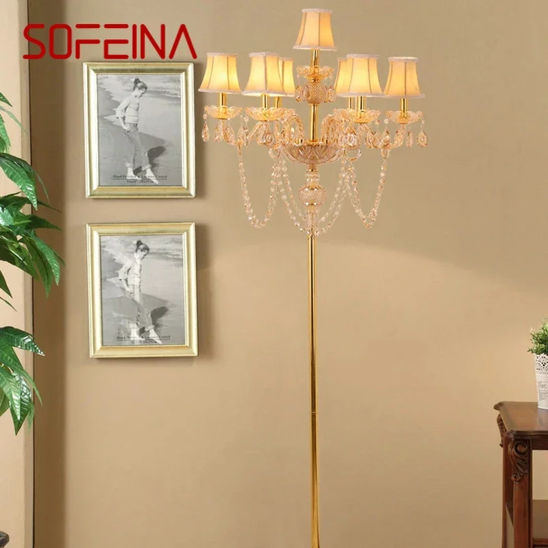 

SOFEINA European Red Style Crystal Floor Lamp Luxurious Hotel Ballroom Wedding Candle Decoration Lamp Living Room Bedroom Villa