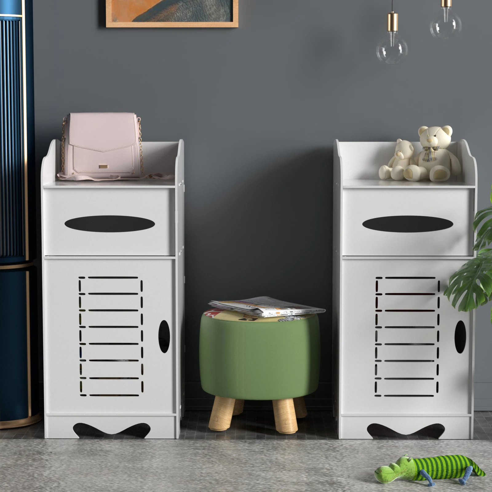 2-Tier PVC Bathroom Cabinet, Freestanding Waterproof Moisture-Proof Storage Unit for Bathroom & Bedroom, Easy Install