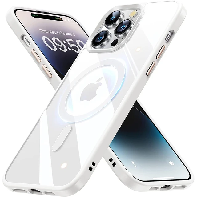 Coque transparente magnétique pour iPhone, charge sans fil Magsafe, coque  de téléphone transparente, aimant blanc, 15, 14 Plus, 13 Pro Max, 14Pro,  15Pro - AliExpress