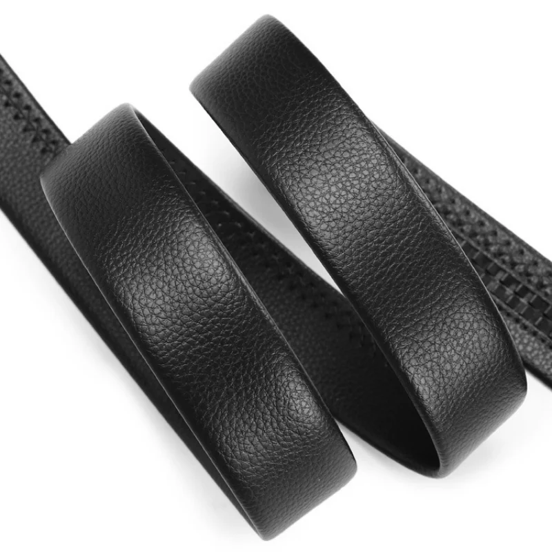 3.5cm Automatic Buckle No Belt Buckle Faux Leather Belt All-match Men's
