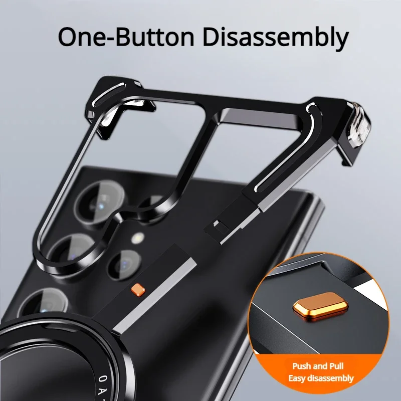 Oatsbasf Ultra-Thin Frameless Magnetic Metal Phone Case with Air Cushion Bumper