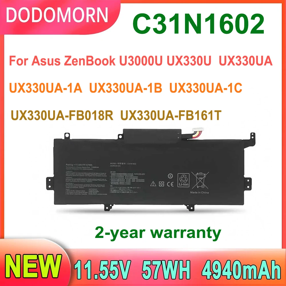 DODOMORN-Bateria do portátil para ASUS, C31N1602, Zenbook