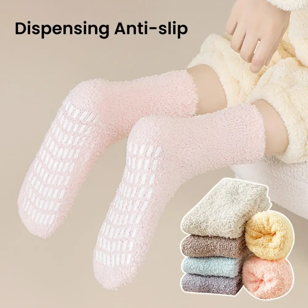 Non Slip Socks Ultra-plush Non-slip Fuzzy Cozy Socks Luxuriously Soft Cold-proof Winter Warmth for Women 2 Pairs Cozy Winter