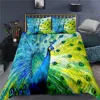 Peacock Duvet Cover Plum Blossom Decor Bedding Set King Size Crane Peacock Feather Floral Pattern Romantic Quilt Cover 3