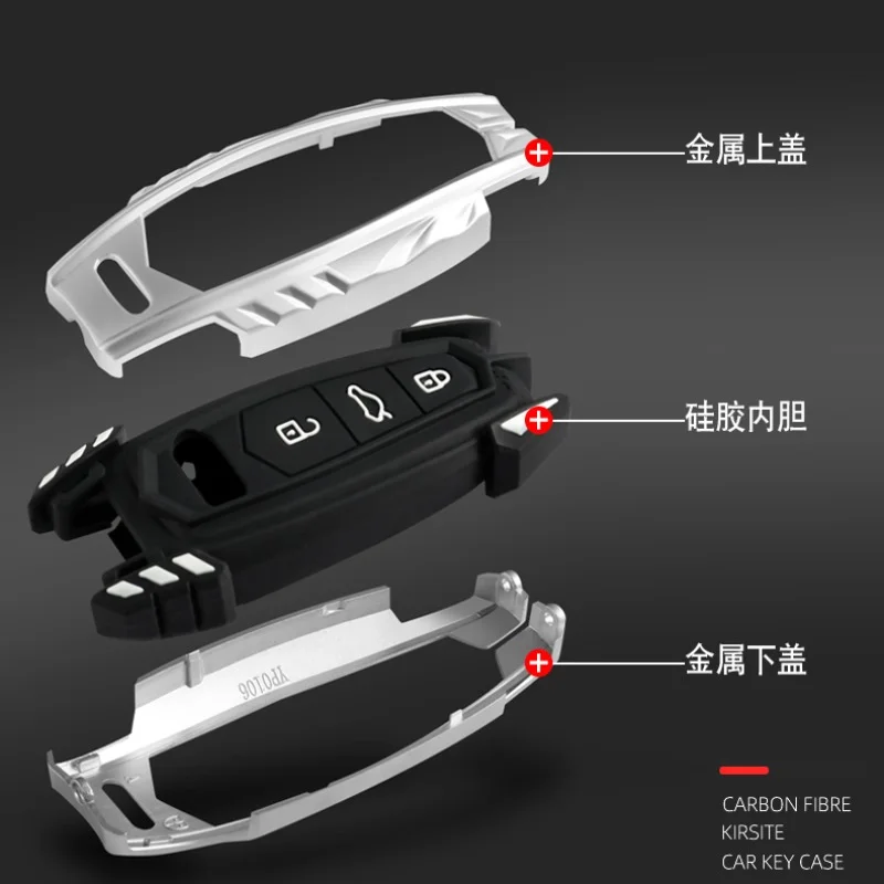 HIBEYO Custodia per chiave auto adatta per Audi A6 A7 A8 Q7 Q8 A6L A6 A7 A8 Q7 Q8 E-Tron Silicone TPU Custodia portachiavi portachiavi bianco