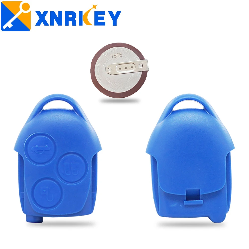 XNRKEY Fit For Ford Transit MK7 2006-2014 3 Buttons Remote Key Case Shell+Battery Auto Key Replacement Blue
