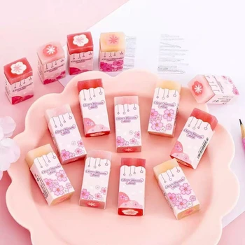 Gomma per cancellare Sakura Sandwich, carina e dall'aspetto gradevole, con poche briciole, per studenti delle scuole elementari, gomma per matita kawaii, adorabile e tagliabile a fette.