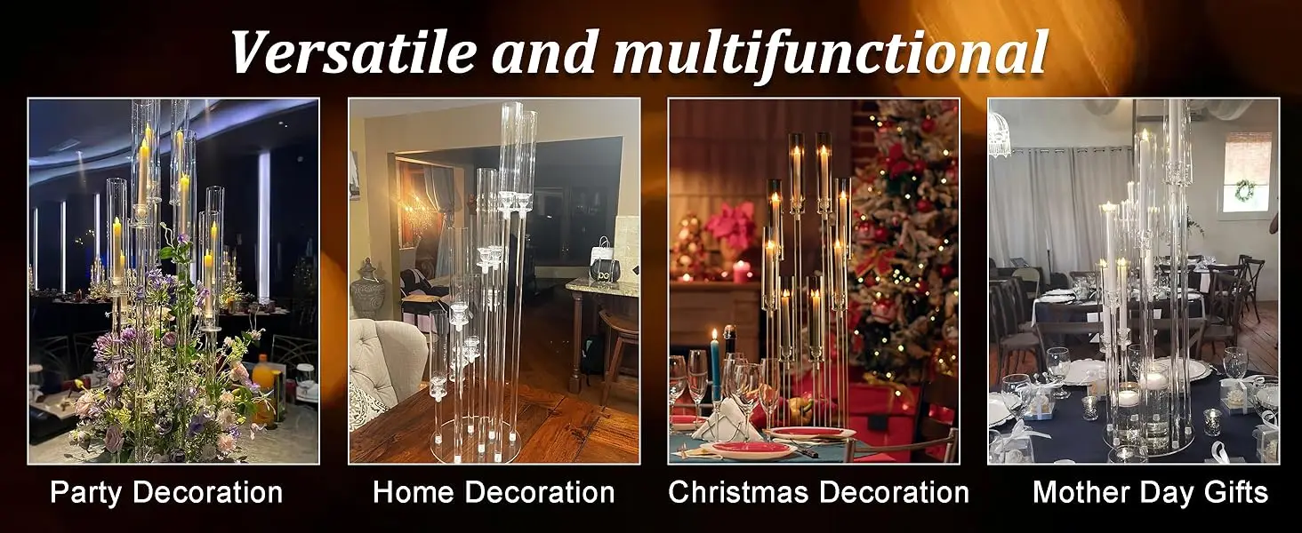 8 Arms Clear Candlesticks Holder for Wedding Decorations
