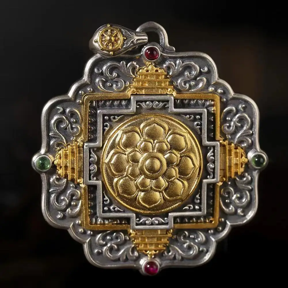 

Tibetan Lotus Candid Alloy Pendant Made of Pure Handdrawn and Crafted Ornaments
