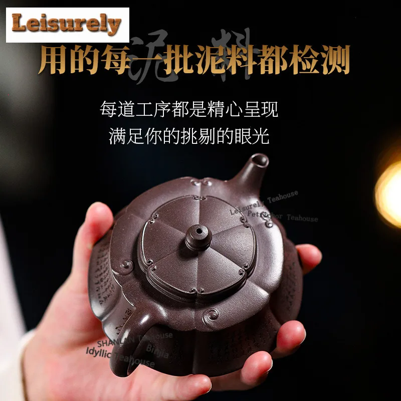 140ml Ancient Yixing Purple Clay Teapots Handmade Ruyi Pot Raw Ore Azure Mud Kettle With Infuser Chinese Zisha Tea Set Cafes