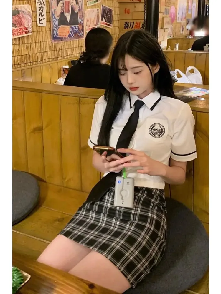 Japanese And Korean Style College Style School Costume Suit High Waist Hip Wrap Skirt Girl Jk Uniform Daily two-piece Jk Set