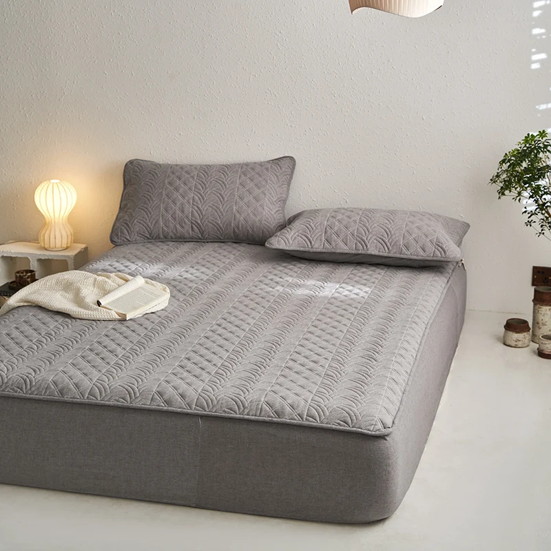 

Class A Cotton Yarn-dyed Washable Fitted Sheet With Cotton Soybean Bedspread 150x200cm Solid Color Mattress Protective Cover