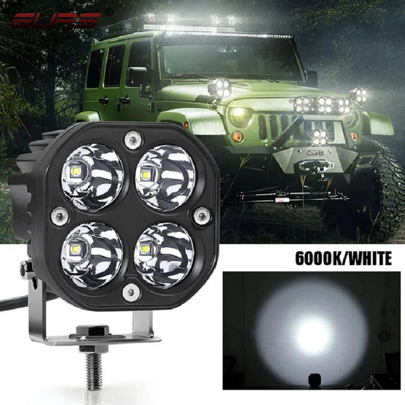 

EURS 40W LED Light 3 inch headlight Waterproof Work Light Square Spot light for Road ATV Motorcycle Headlamp Car Accessories