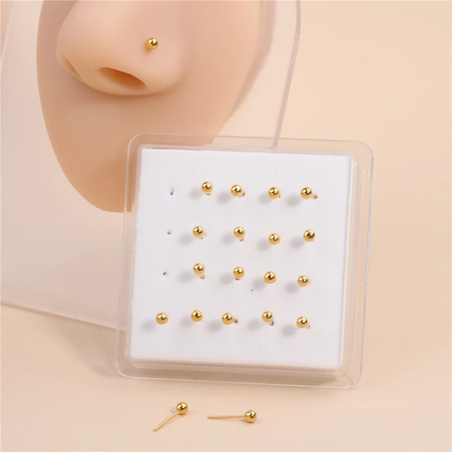 1.5mm Cubic Zirconia Nose Stud Bone 14K Gold | Musemond