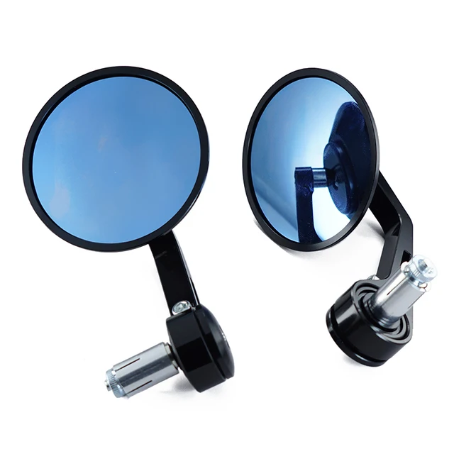 Motorcycle Rear View Mirror Black 7/8" Round CNC Cafe Racer Parts Motorcycle Side Mirror Bar End Motorbike For Kawasaki Black