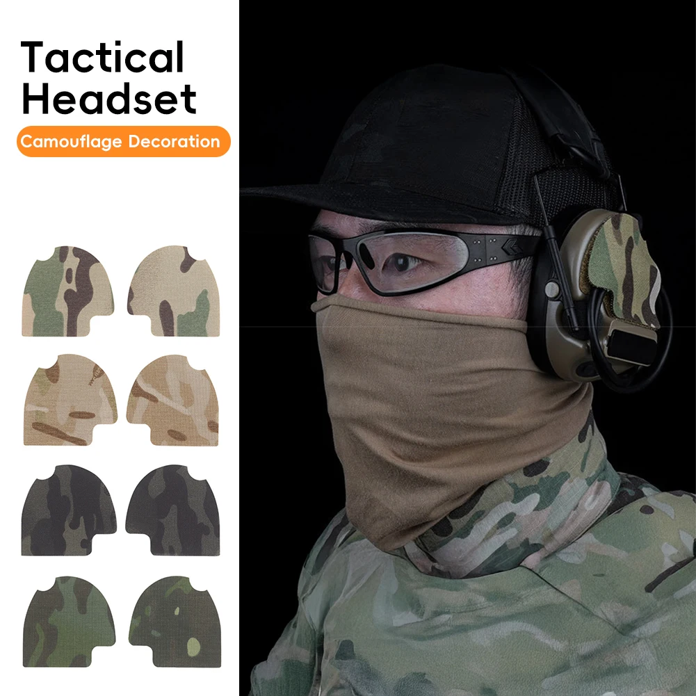 Tactical Headset Sticker Camouflage/Cable Storage 2-in-1 Magic Patch for ComTac(ⅡⅢⅤⅥ) Hunting Shooting Noise Canceling Headphone