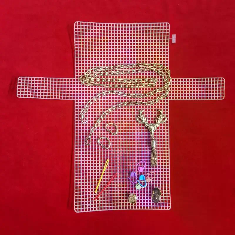 DIY Knitting Crochet Bags Kit Mesh Plastic Canvas Sheets Ribbon Set For DIY Craft Shoulder Bags Accessories Tool With Knitting