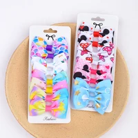 8PCS/Set Print Grosgrain Ribbon Hair Bows Clips Small Bows For Children Girls Headwear DIY Kids Hair Accessories Best Gifts 1